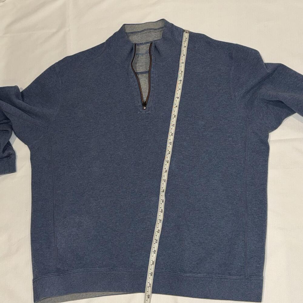 Tommy Bahama Reversible 1/4 Zip 100% Cotton Sweater Mens Blue Coastal Resort - Picture 9 of 9